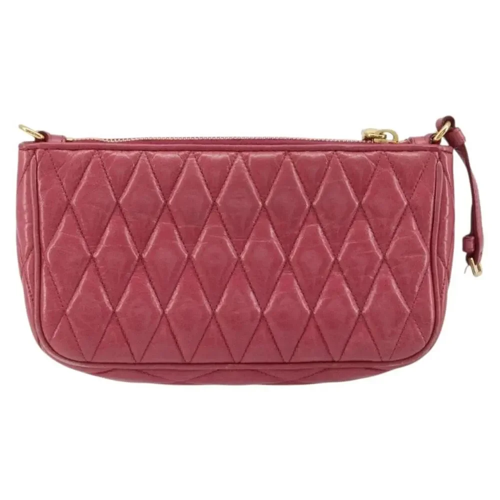 Miu Miu Matelasse Leather Pouch Pink